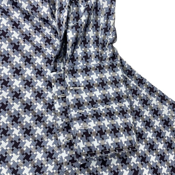 Etro Italy Blue White Button Cotton Cufflink French Cuff Shirt Men's US Large 16 - Picture 7 of 14